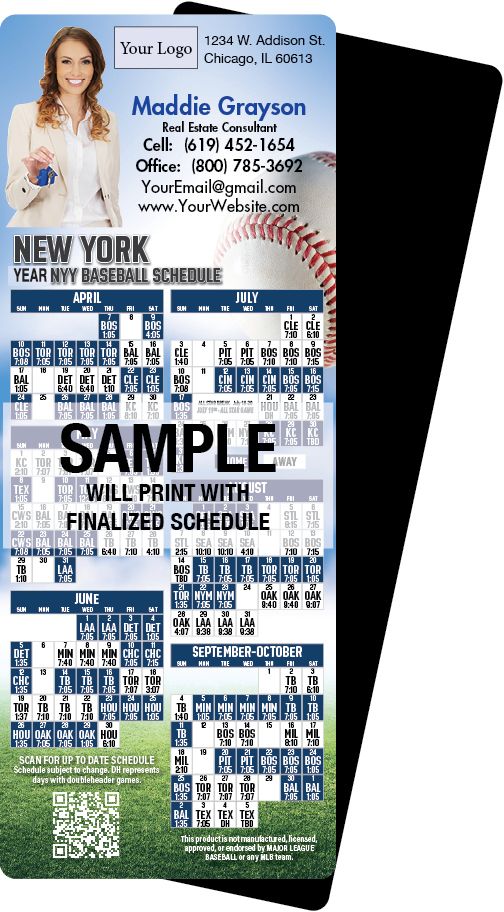 Real Estate Baseball Schedules, Magnetic Sports Calendars for Realtors